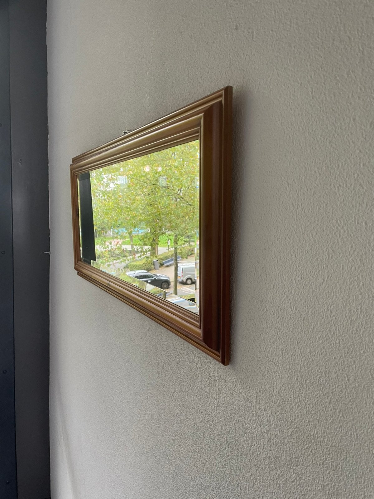 Vintage spiegel jaren hout facet geslepen klassieke look, Ophalen, Minder dan 50 cm, ., 2de hands