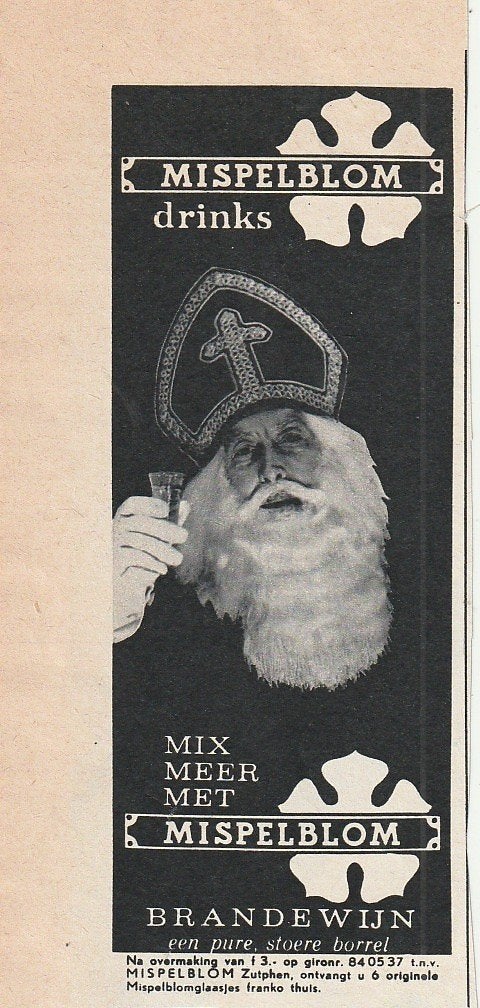 Retro reclame 1964 Mispelblom brandewijn Sinterklaas ook, Verzenden, Overige typen