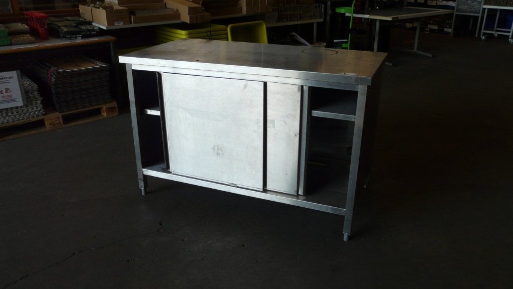 RVS werkkast – kast – werktafel met schuifdeuren 1400 x 700, Ophalen, 50 tot 75 cm, Minder dan 100 cm