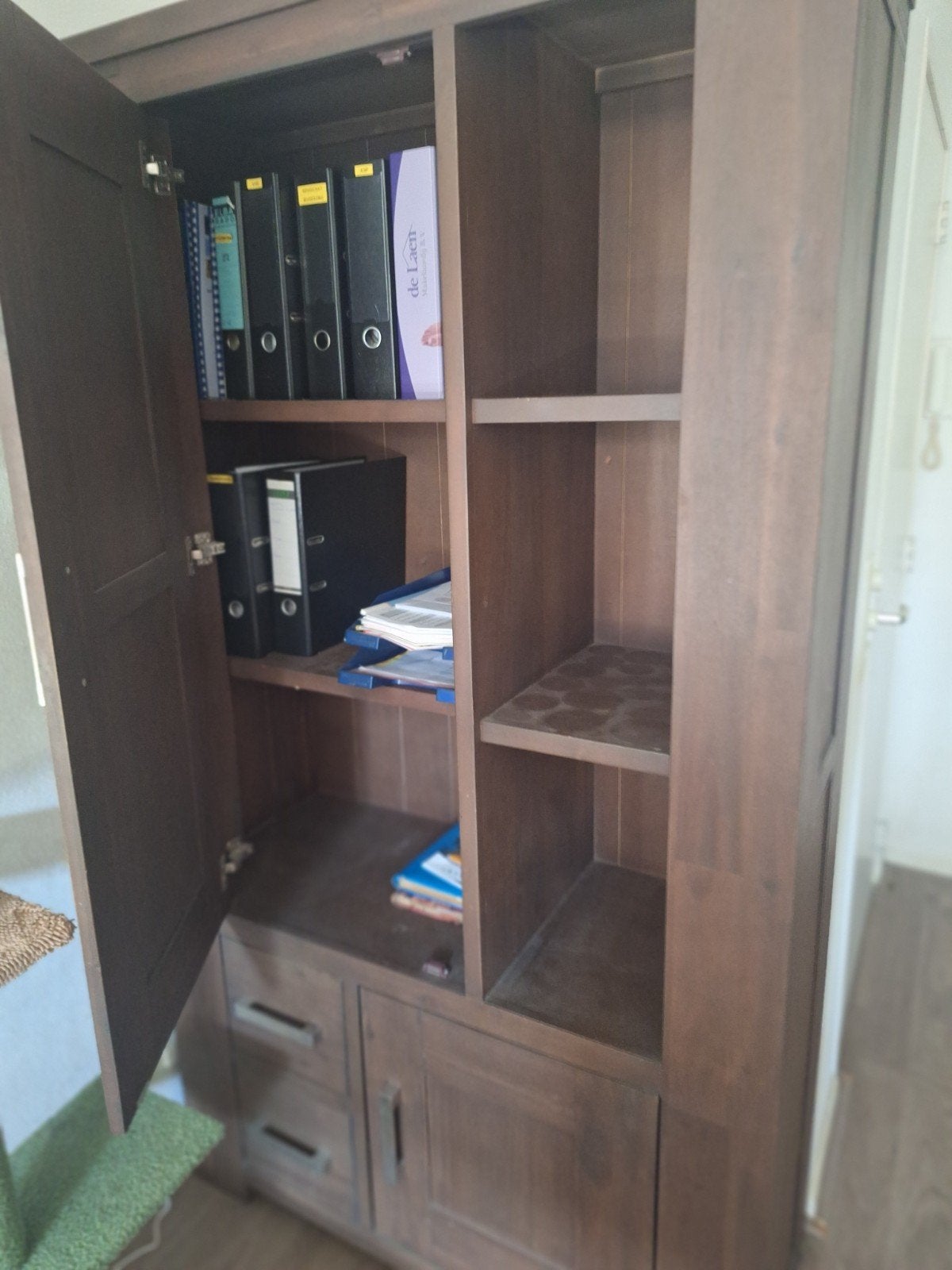 Houten kast met 2 laden en open vakken, Ophalen, Gebruikt