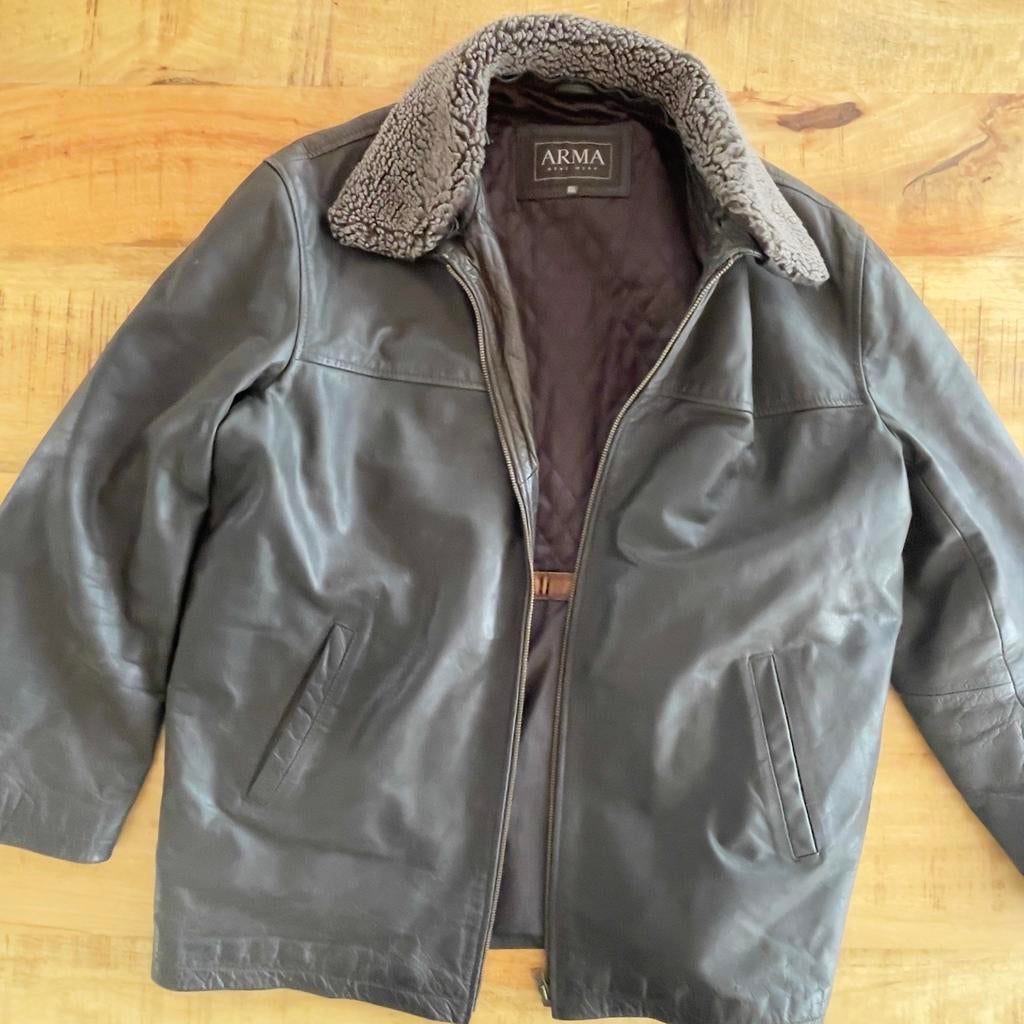 ARMA Leren Jas met Teddy Kraag - Maat XXL, Kleding | Heren, Jassen | Winter, Ophalen of Verzenden, Zo goed als nieuw, Overige maten