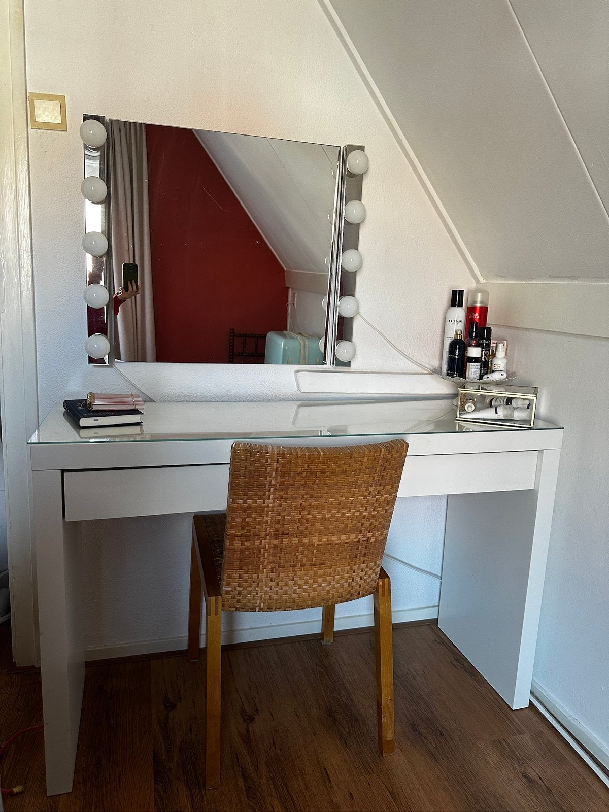 Toilettafel / make-up tafel incl spiegel en lampen, Huis en Inrichting, Ophalen, Gebruikt, 50 tot 100 cm, 100 tot 150 cm