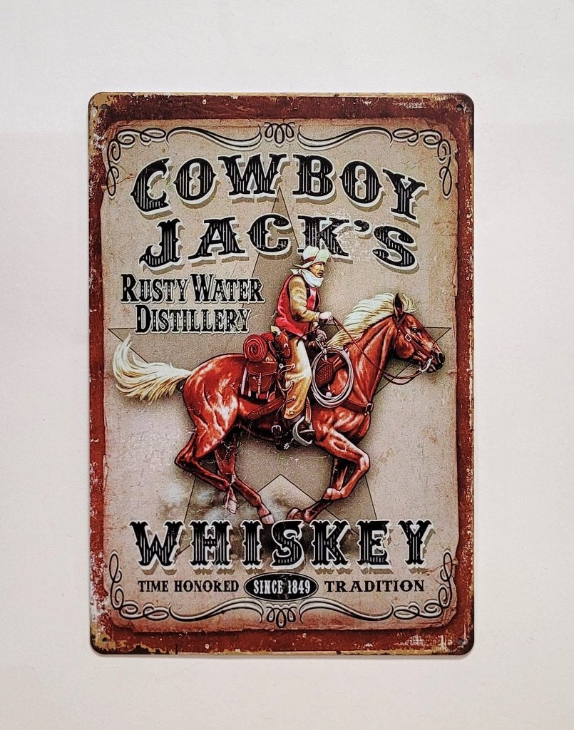 Cowboy Jack Whiskey paard reclamebord van metaal wandbord, Info@deconoord.nl, Deco Noord, Nieuw, Ophalen of Verzenden