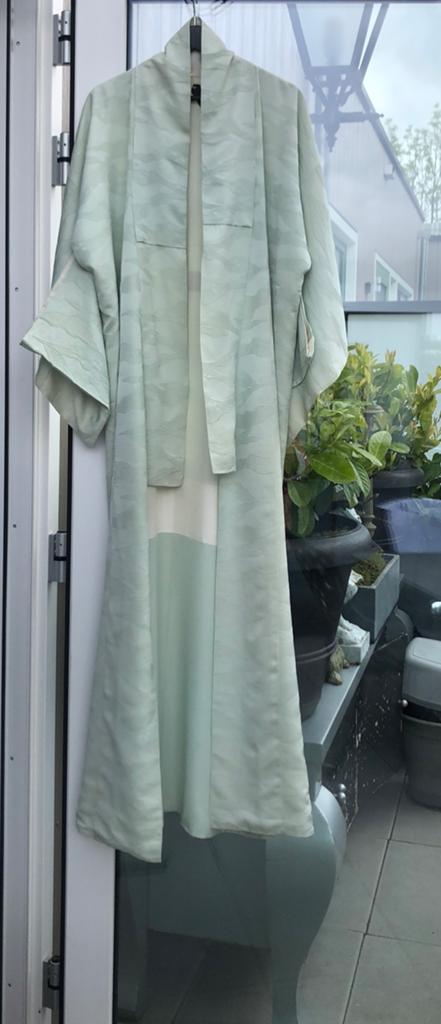 Elegante Kimono in Lichtgroen met Subtiel Patroon, Ophalen of Verzenden, Zo goed als nieuw