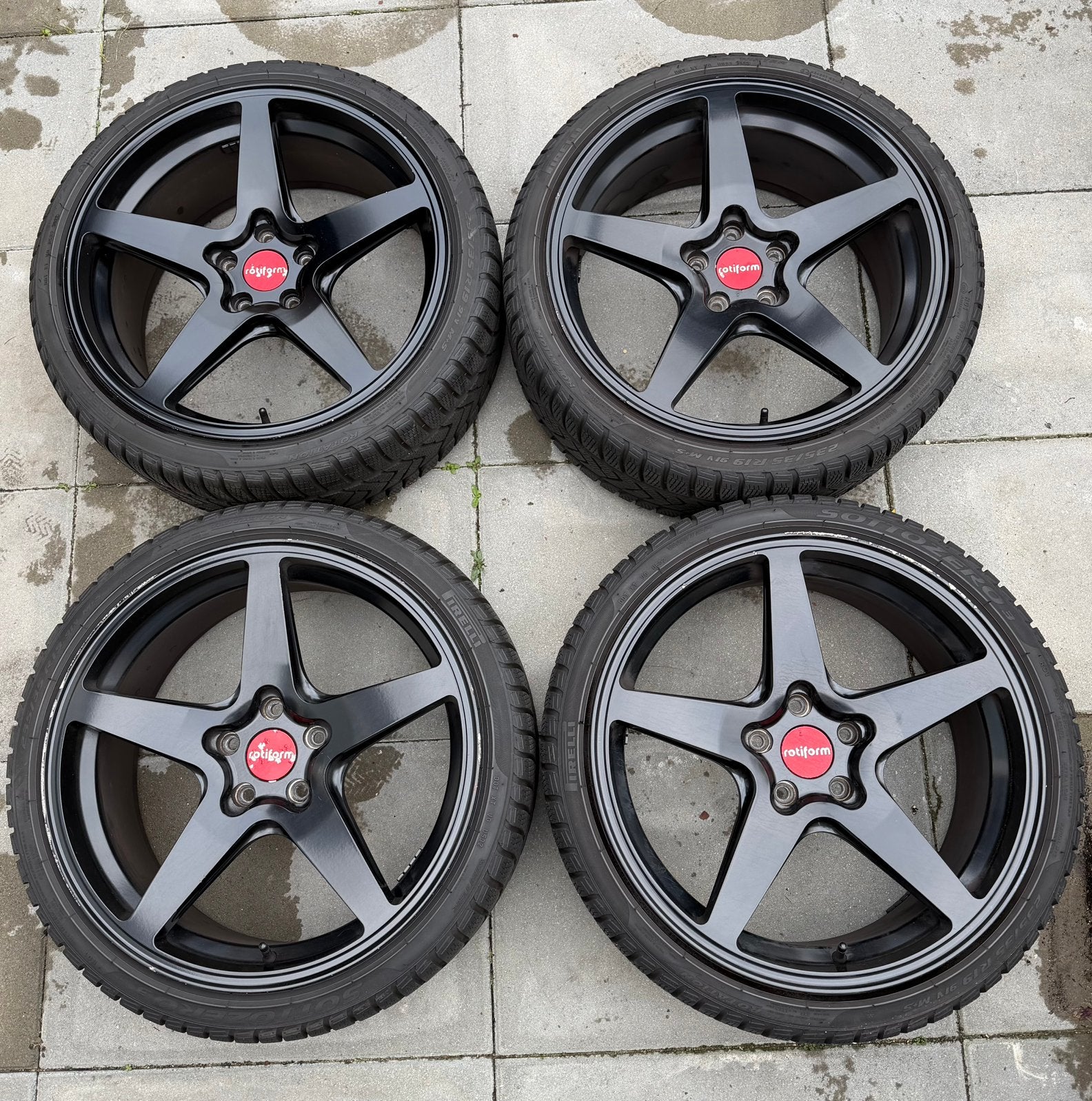 Rotiform Velgen met Banden 5x112 Volkswagen 19 inch, 19 inch, Gebruikt, Banden en Velgen, 235 mm