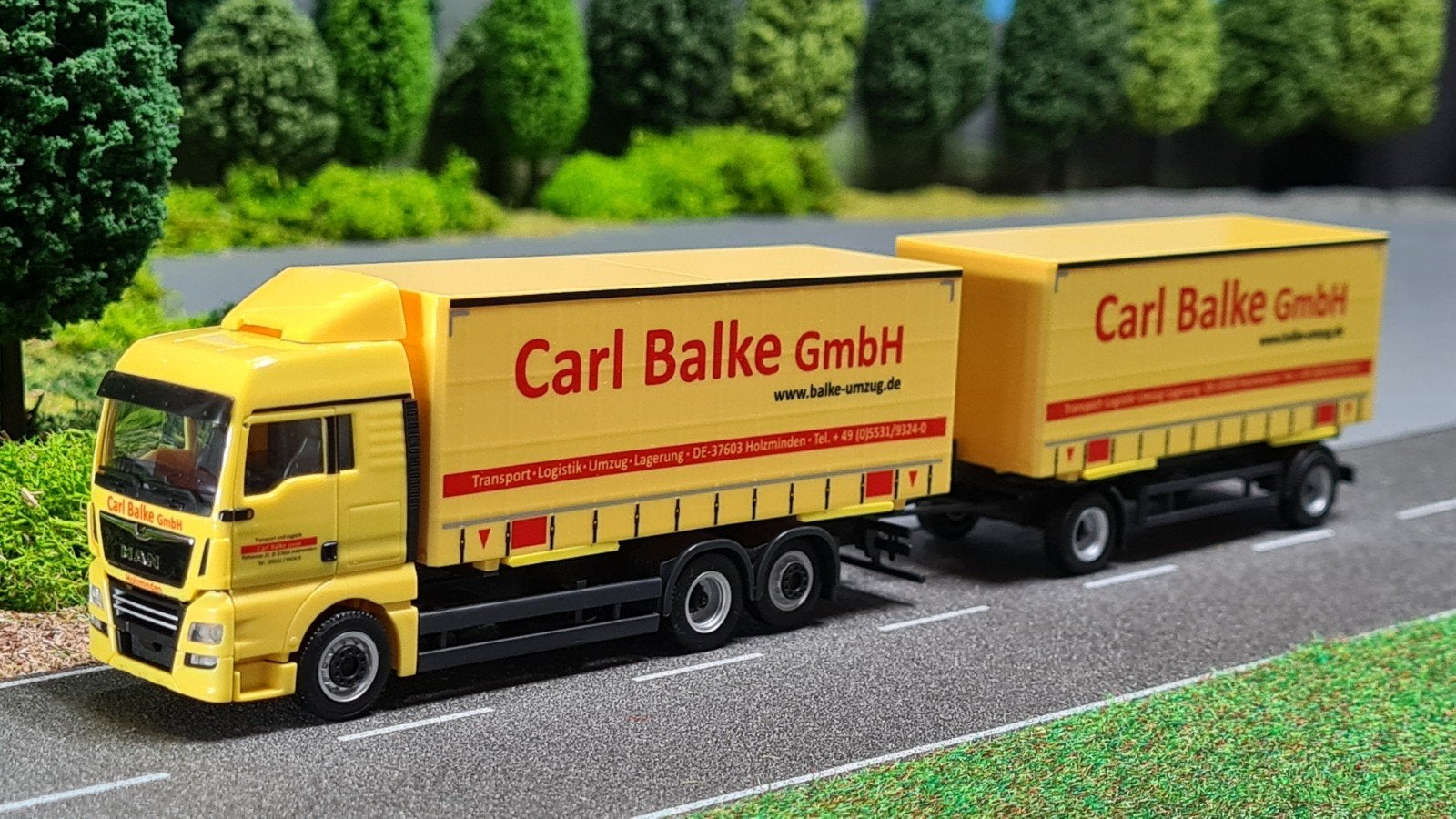 155 Herpa 1:87 Carl Balke MAN wisselbakken combinatie, Ophalen of Verzenden, Nieuw, Bus of Vrachtwagen, Herpa