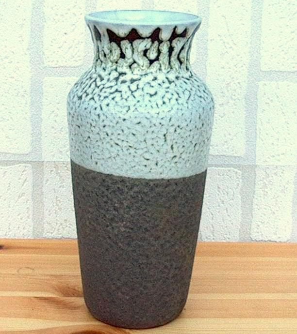 vaas 25cm hoog, taupe met emaille, Ophalen, Overige kleuren