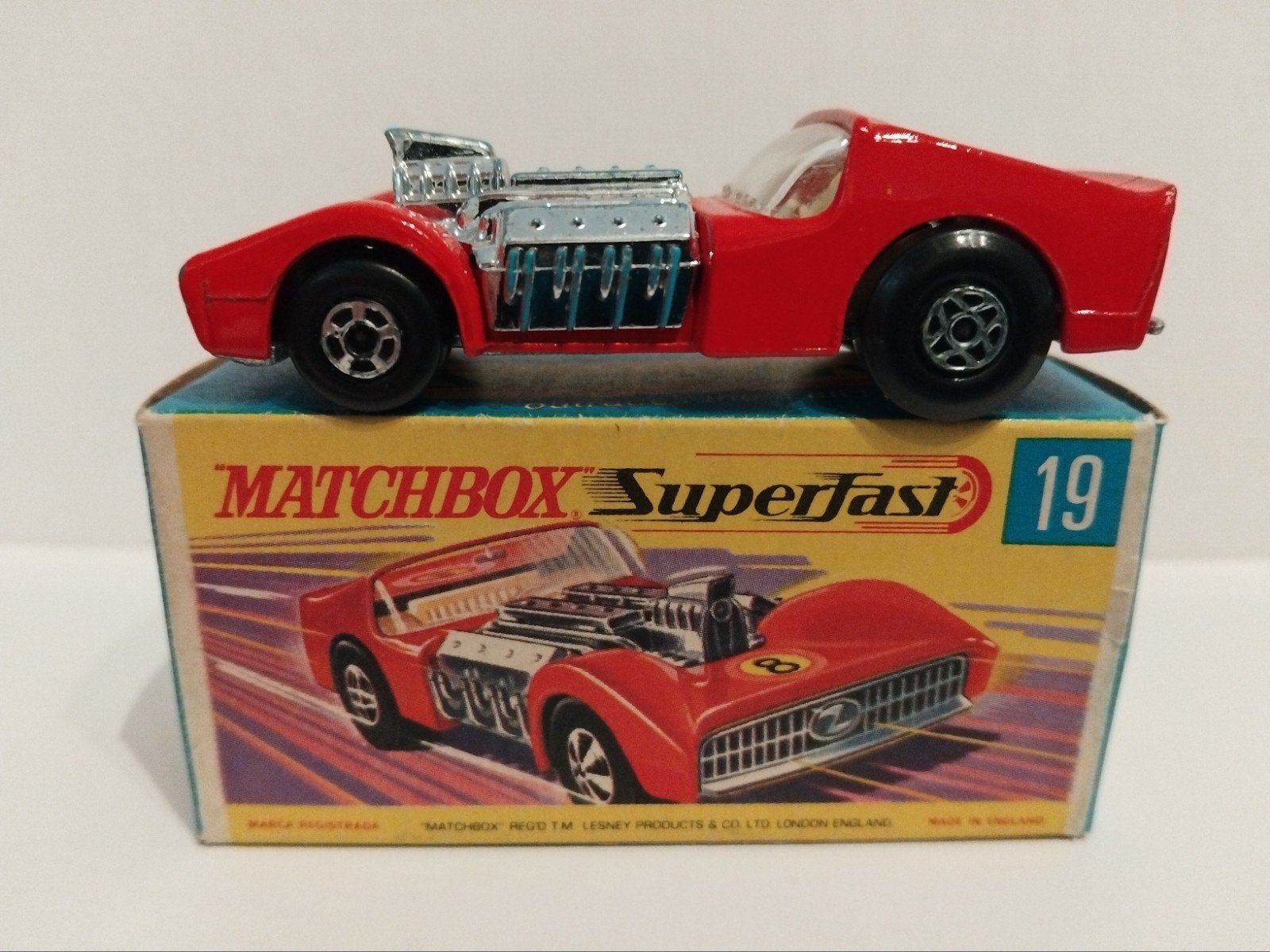 Matchbox #19 Superfast Road Dragster Dodge Charger  3INCH, Ophalen of Verzenden, Zo goed als nieuw, Auto, Matchbox
