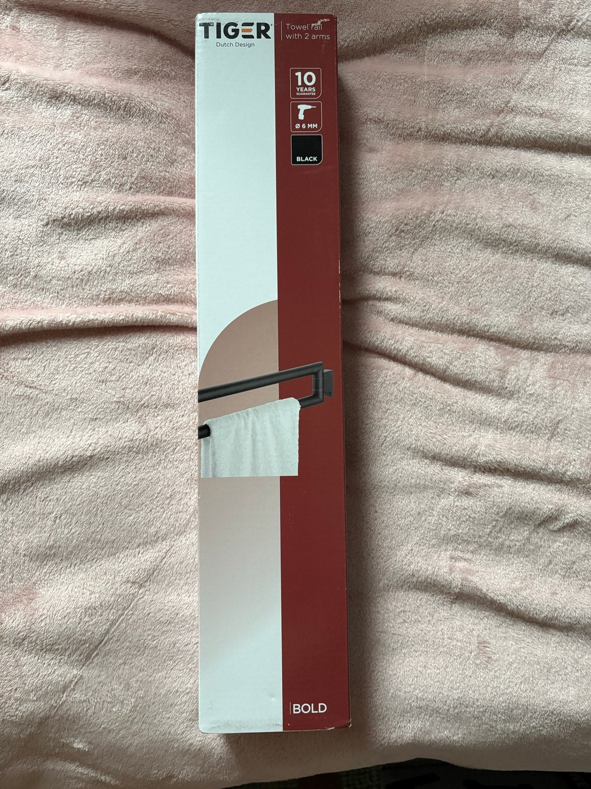 Tiger Bold Handdoekrek - 2-armig - Zwart, Handdoekenrek, Nieuw, Ophalen of Verzenden, Overige merken