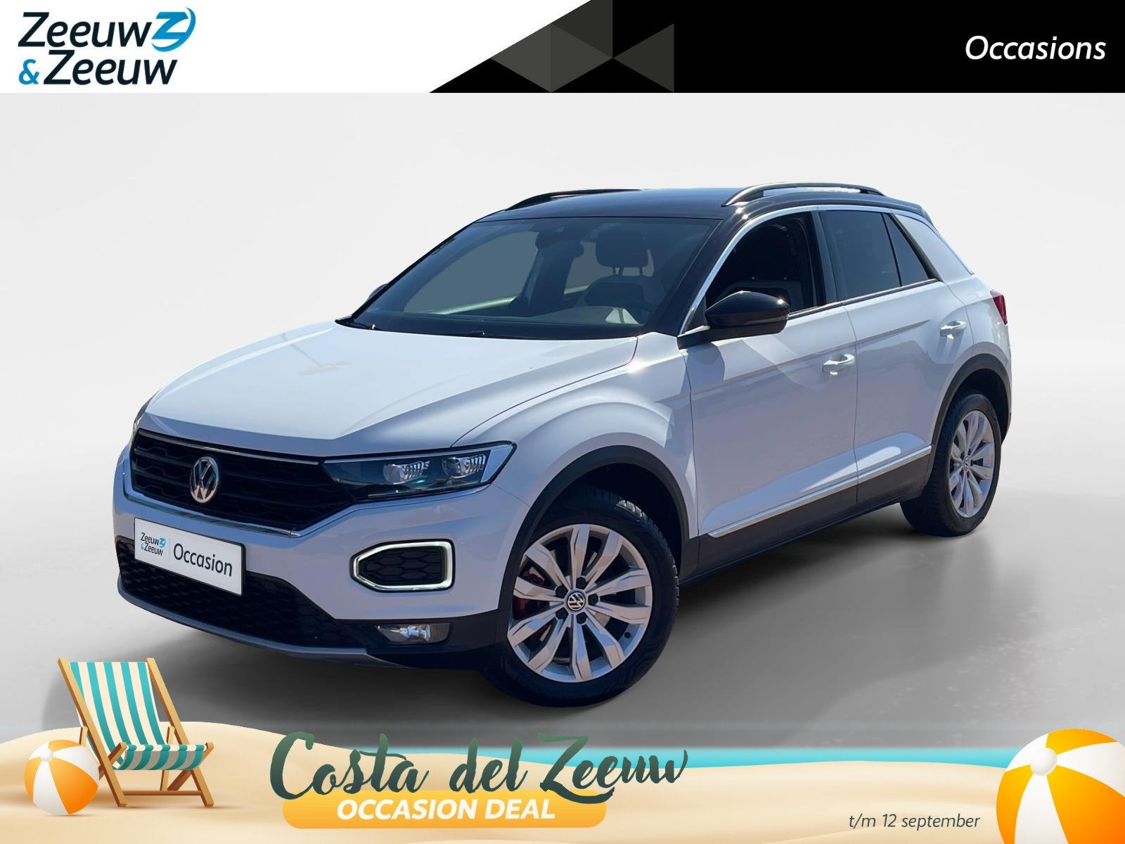 Volkswagen T-Roc 1.5 TSI Sport *Automaat*Navigatie*Parkeerse, Auto's, Volkswagen, Stof, 4 cilinders, 150 pk, Wit