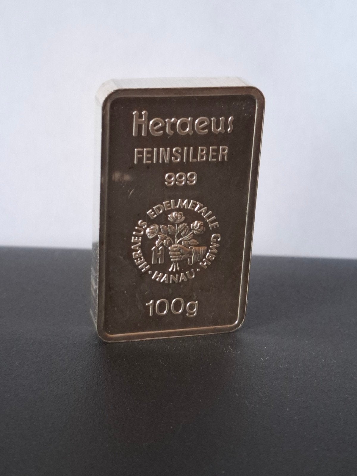 Heraeus Feinsilber 999 - 100g Zilverbaar, Postzegels en Munten, Edelmetalen en Baren, Ophalen of Verzenden