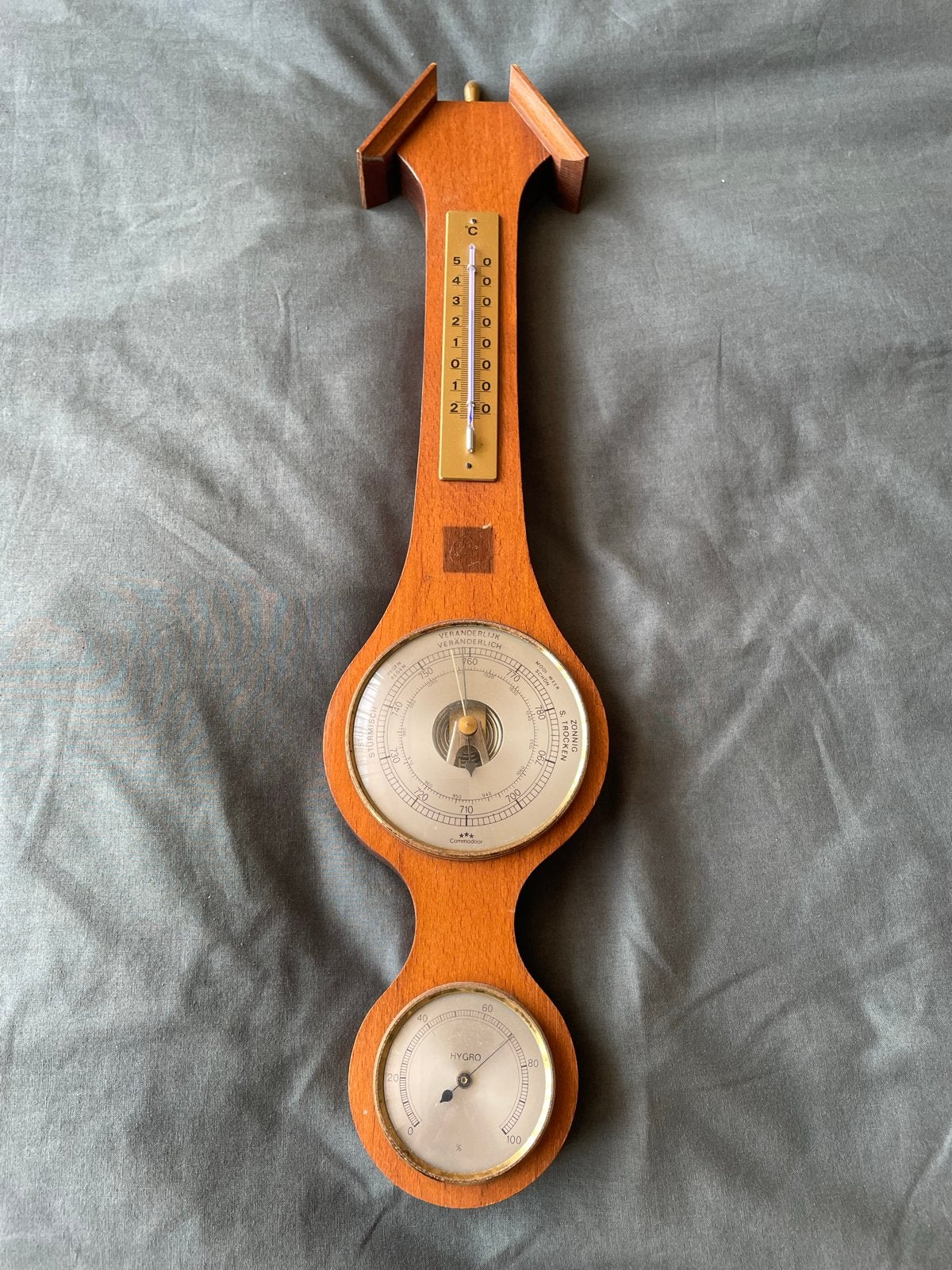 Vintage Weerstation Barometer Thermometer Hygrometer Hout, Ophalen of Verzenden, Gebruikt, Weerstation