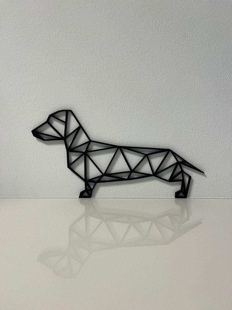 Geometrische Teckel Wanddecoratie – 3D Geprint – Ca. 25 cm, Zwart, Ophalen of Verzenden, Kunststof, Modern