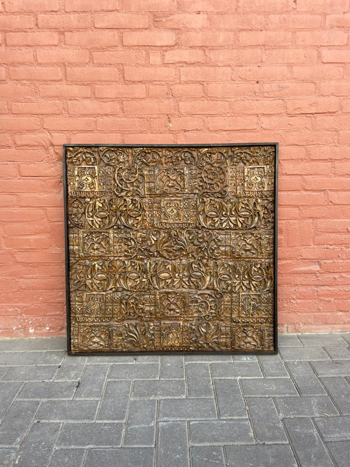 Antiek teakhouten wandpaneel, Ophalen of Verzenden, Gebruikt, Hout