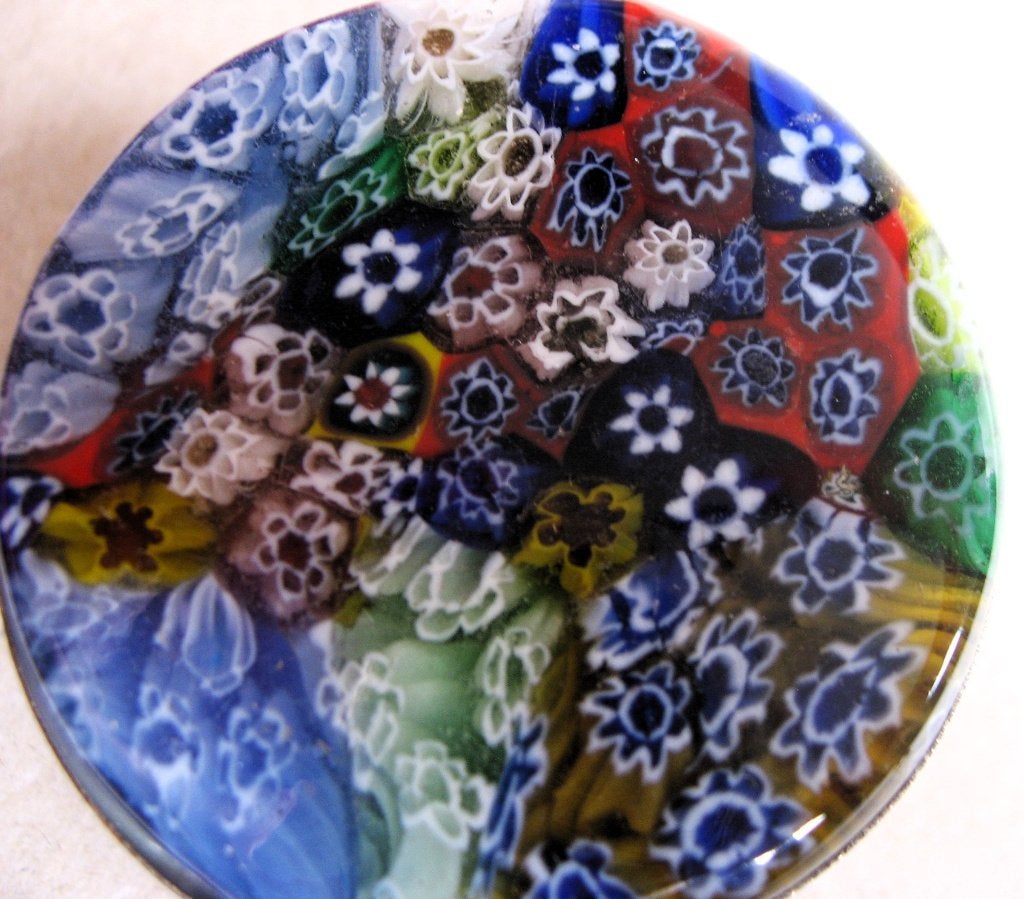 Vintage sieraden doosje me Murano mille fiori dekse, Antiek en Kunst, Curiosa en Brocante, Ophalen of Verzenden