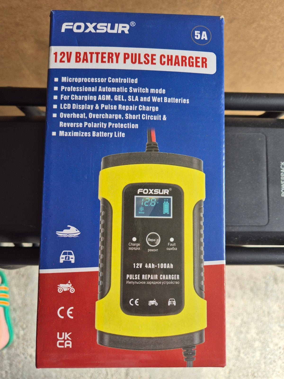 Foxsur 12 volt battery charger, Auto-onderdelen, Accu's en Toebehoren, Ophalen, Nieuw