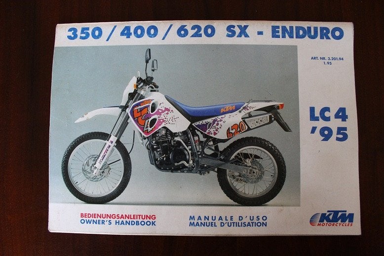 KTM 350 400 620 SX LC4 1995 owner's handbook bedienungs, Ophalen of Verzenden, Overige merken