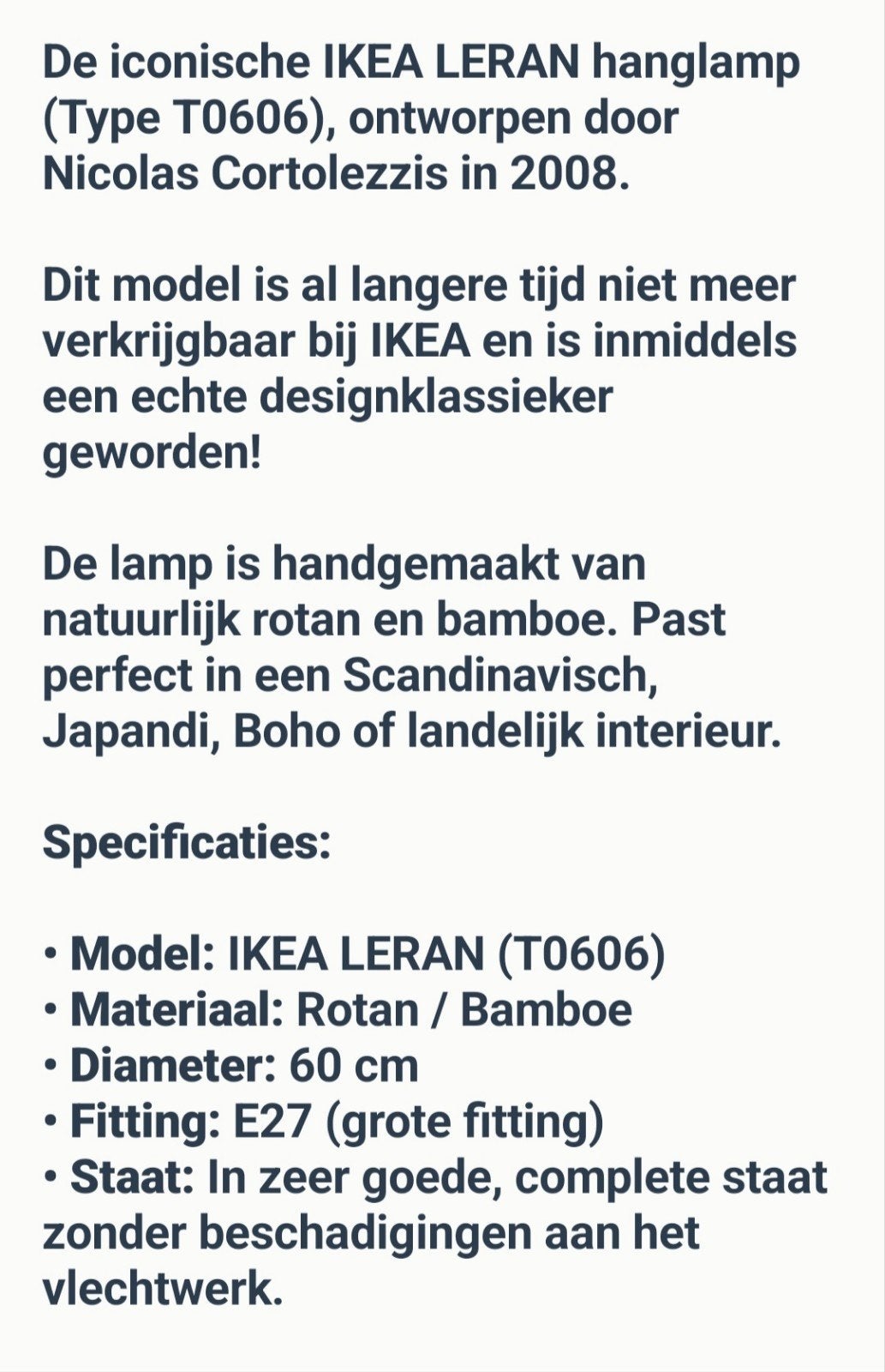 Ikea Leran Pendant rieten hanglamp bohemian stijl.l, Ophalen, Zo goed als nieuw