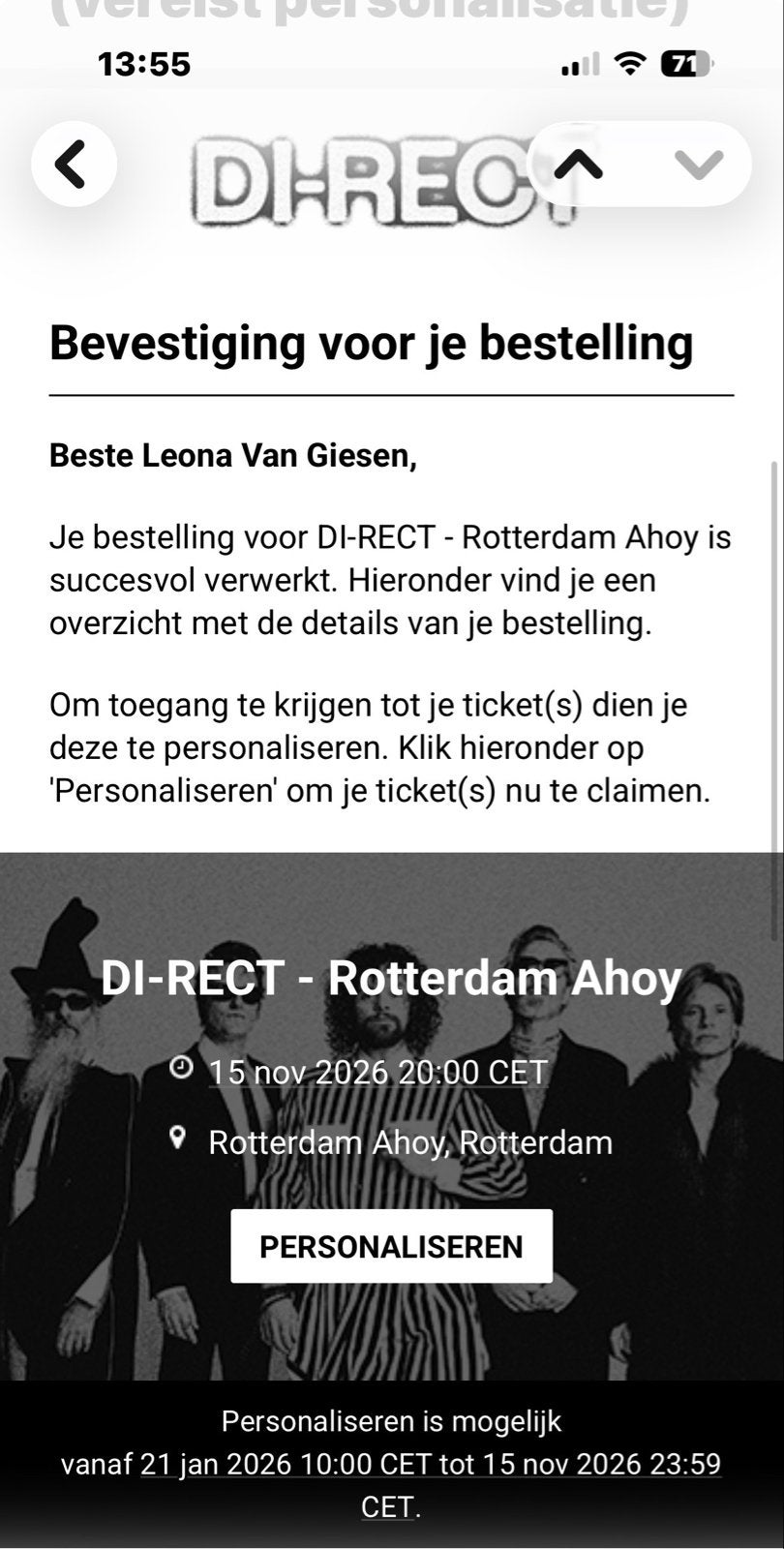 Di-rect 15 november staanplaatsen, Drie personen of meer, November