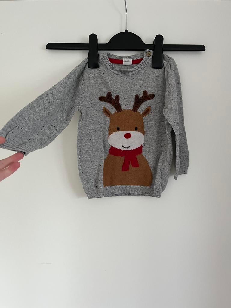 Grijze kersttrui / trui met rendier / kerstmis maat 86 H&M, Kinderen en Baby's, Kinderkleding | Maat 92, Ophalen of Verzenden