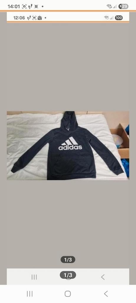 Leuke gedragen Adidas trui met muts maat 134/140, Adidas, Gebruikt, Jongen of Meisje, Trui of Vest