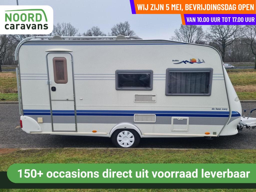 Hobby DE LUXE EASY 440 VOORTENT + DWARSBED + FIETSENDRAGER, Hordeur, Hobby, Bedrijf, 6 tot 7 meter
