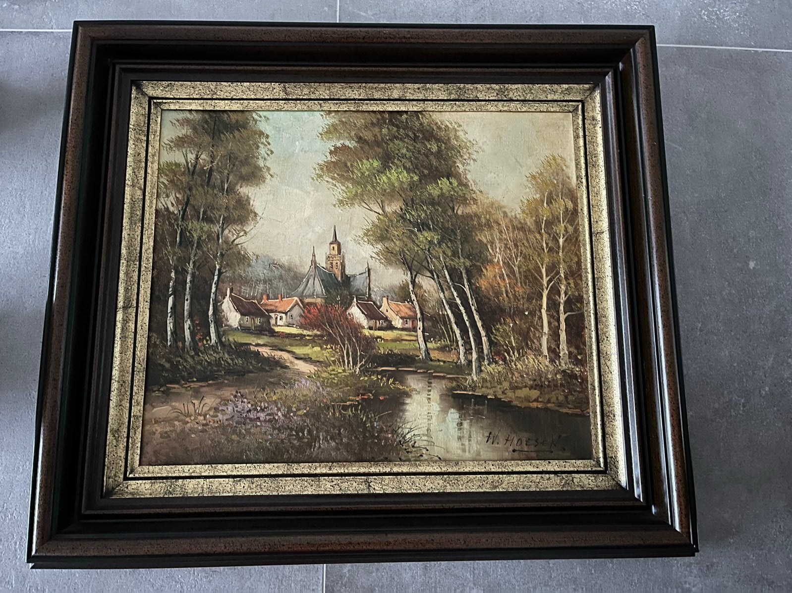 Schilderij / zomerlandschap \ W. Hoesen, Antiek en Kunst, Ophalen of Verzenden