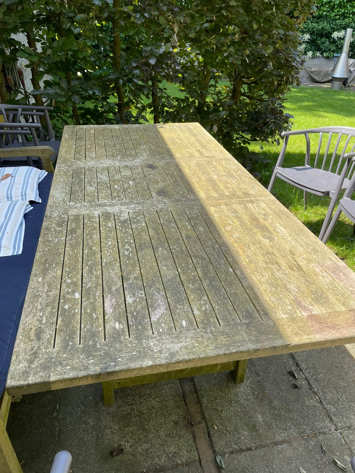 Teak tuintafel 150/200 x 90, Tuin en Terras, Tuintafels, Ophalen, Gebruikt, Rechthoekig, Teakhout