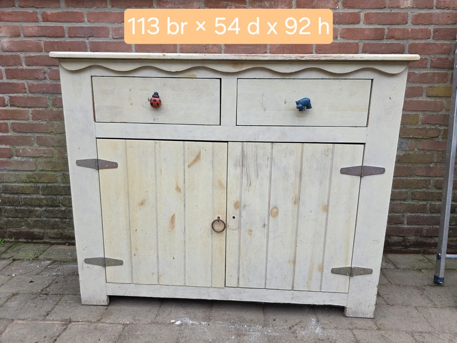 Sterke nette commode wandkast White wash 113 b x54 d x 92 h, 50 tot 70 cm, Ophalen of Verzenden, 90 tot 105 cm, 100 cm of meer