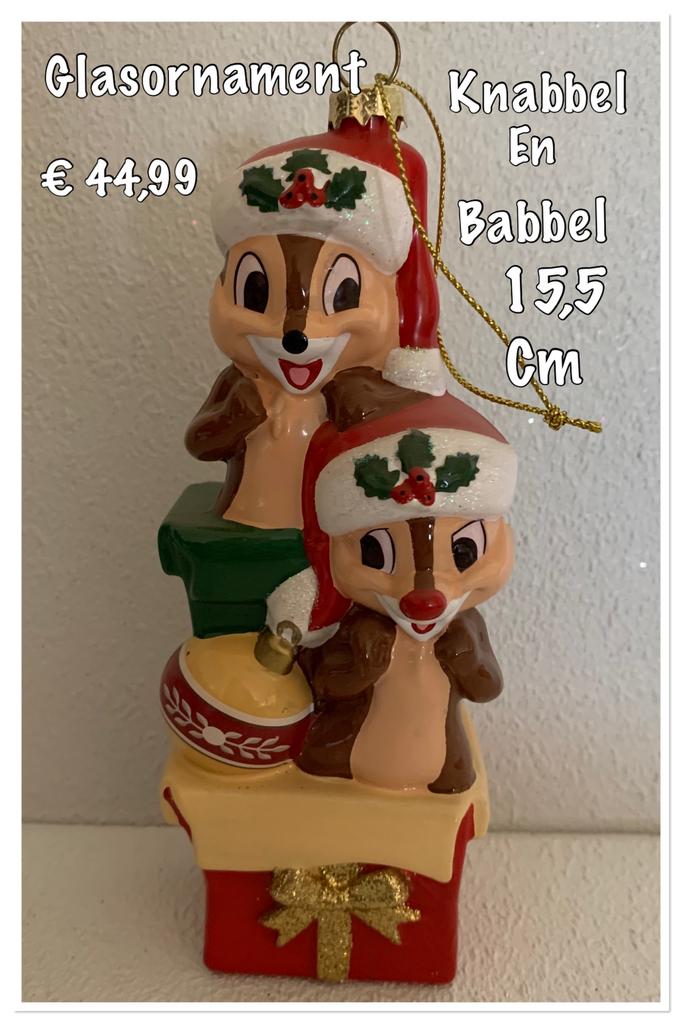 Knabbel en Babbel glasornament 15,5 cm, Ophalen of Verzenden, Overige figuren, Nieuw, Beeldje of Figuurtje