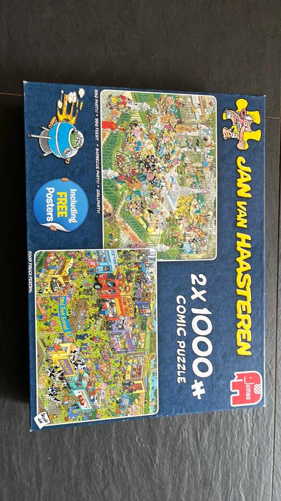 Jan van haasteren 2 x 1000 stukjes compleet, Ophalen of Verzenden, 500 t/m 1500 stukjes, Zo goed als nieuw, Legpuzzel