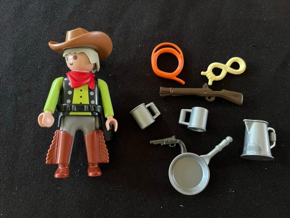 Playmobil Cowboy met accessoires, Gebruikt, Losse onderdelen, Ophalen of Verzenden, Figuren