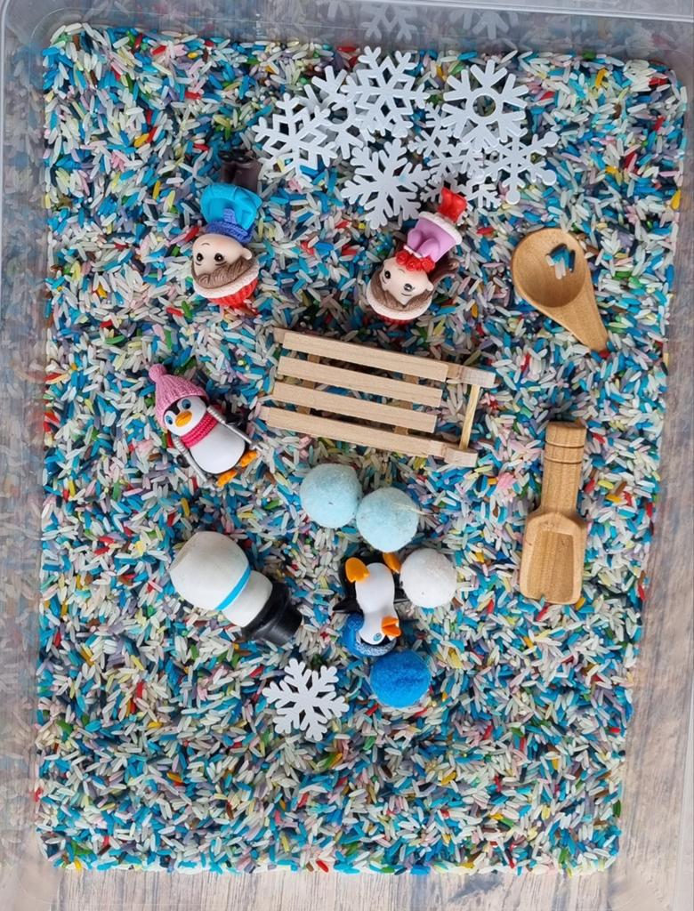 Set speelrijst themaset winter sensorisch speelgoed, Ophalen of Verzenden, Zo goed als nieuw, Knutselen