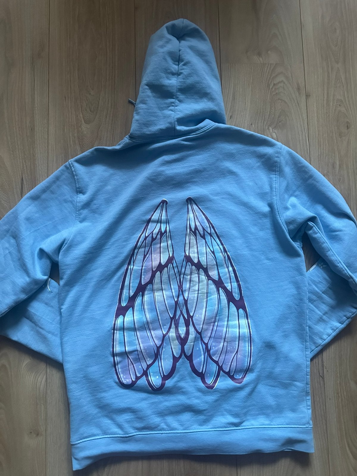 Blauwe hoodie met print, Kleding | Dames, Ophalen, Zo goed als nieuw, Maat 38/40 (M)