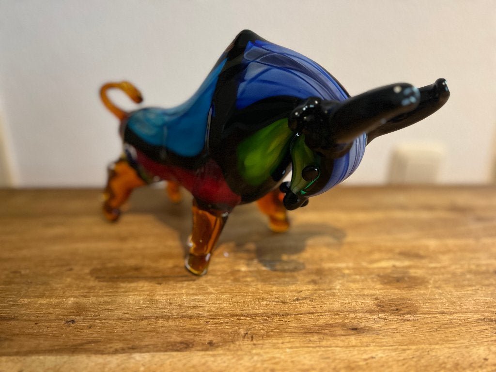 Stier van glas., Glas, Ophalen of Verzenden, Zoogdier, 20 - 50 cm