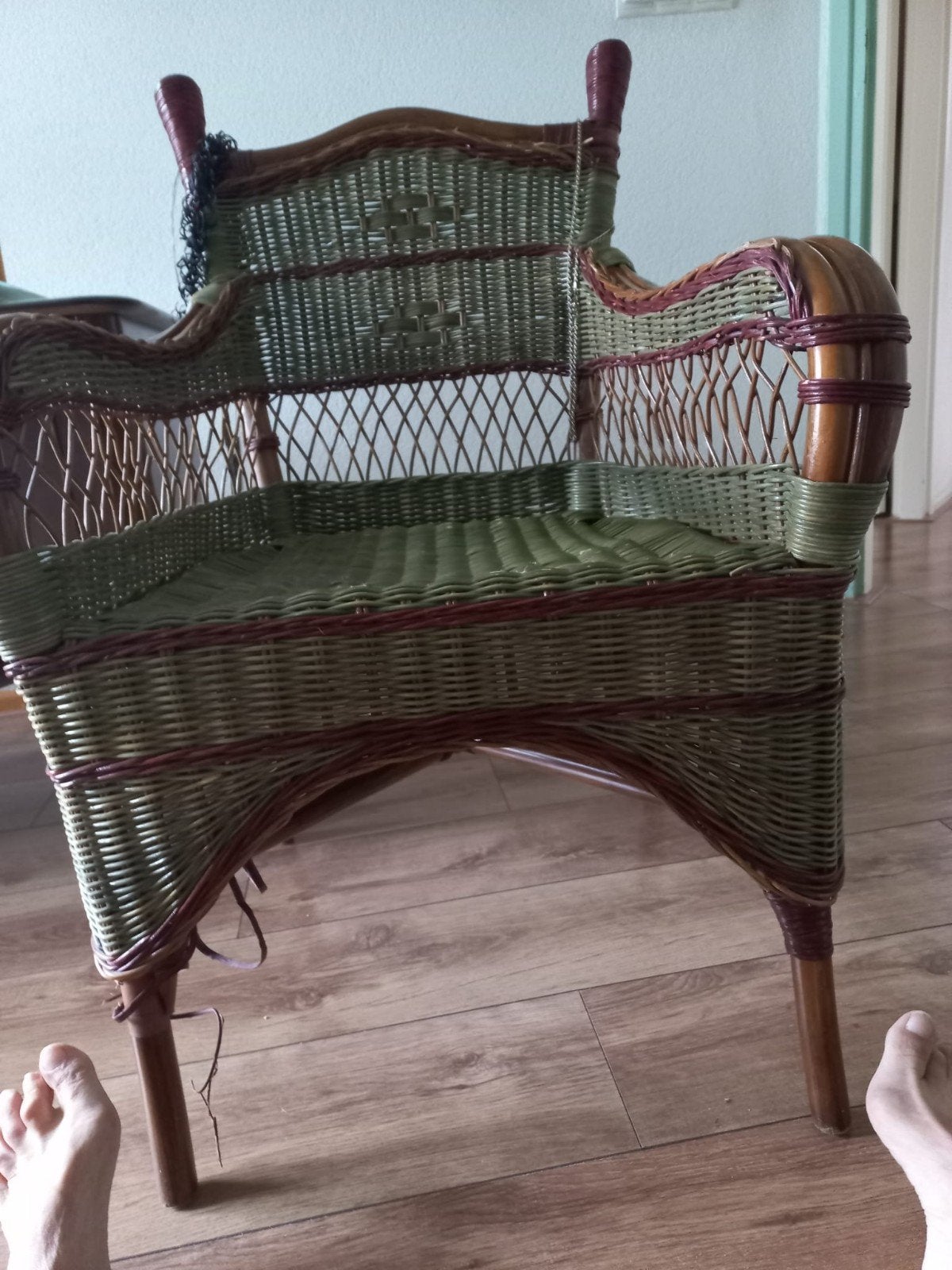 Mooie rieten stoel, Huis en Inrichting, Stoelen, Gebruikt, Overige kleuren, Klassiek, Riet of Rotan