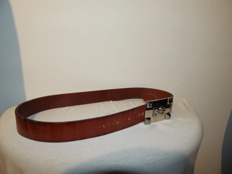 Dolce & Gabbana eerstelijns riem bruin zilver merk gesp, Dolce & Gabbana, Bruin, Verzenden, Echt leder