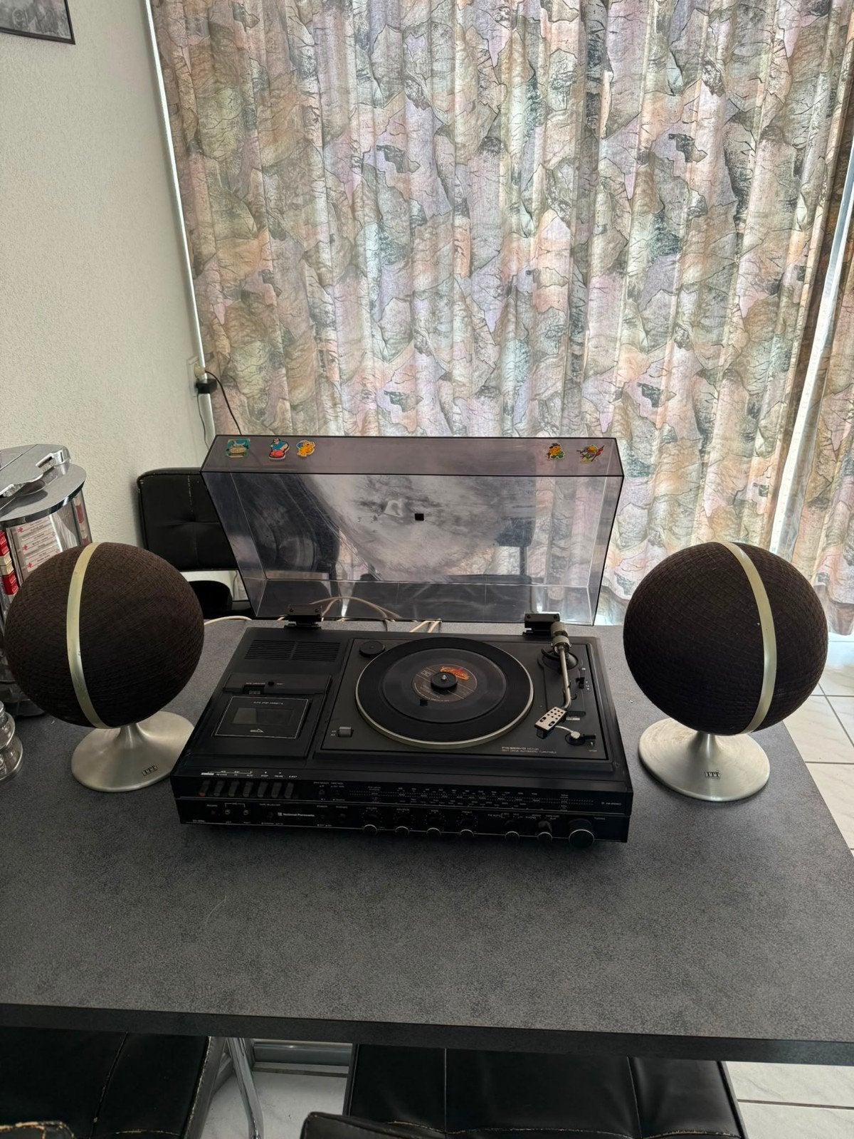 vintage platenspeler (national panasonic) met speakers (ITT), Ophalen of Verzenden, Gebruikt, Platenspeler, Overige merken