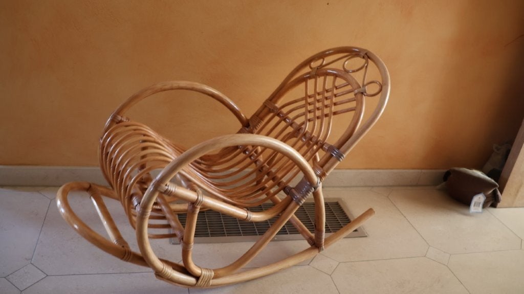 Vintage rotan kinderschommelstoel, Ophalen, Gebruikt, Stoel(en)