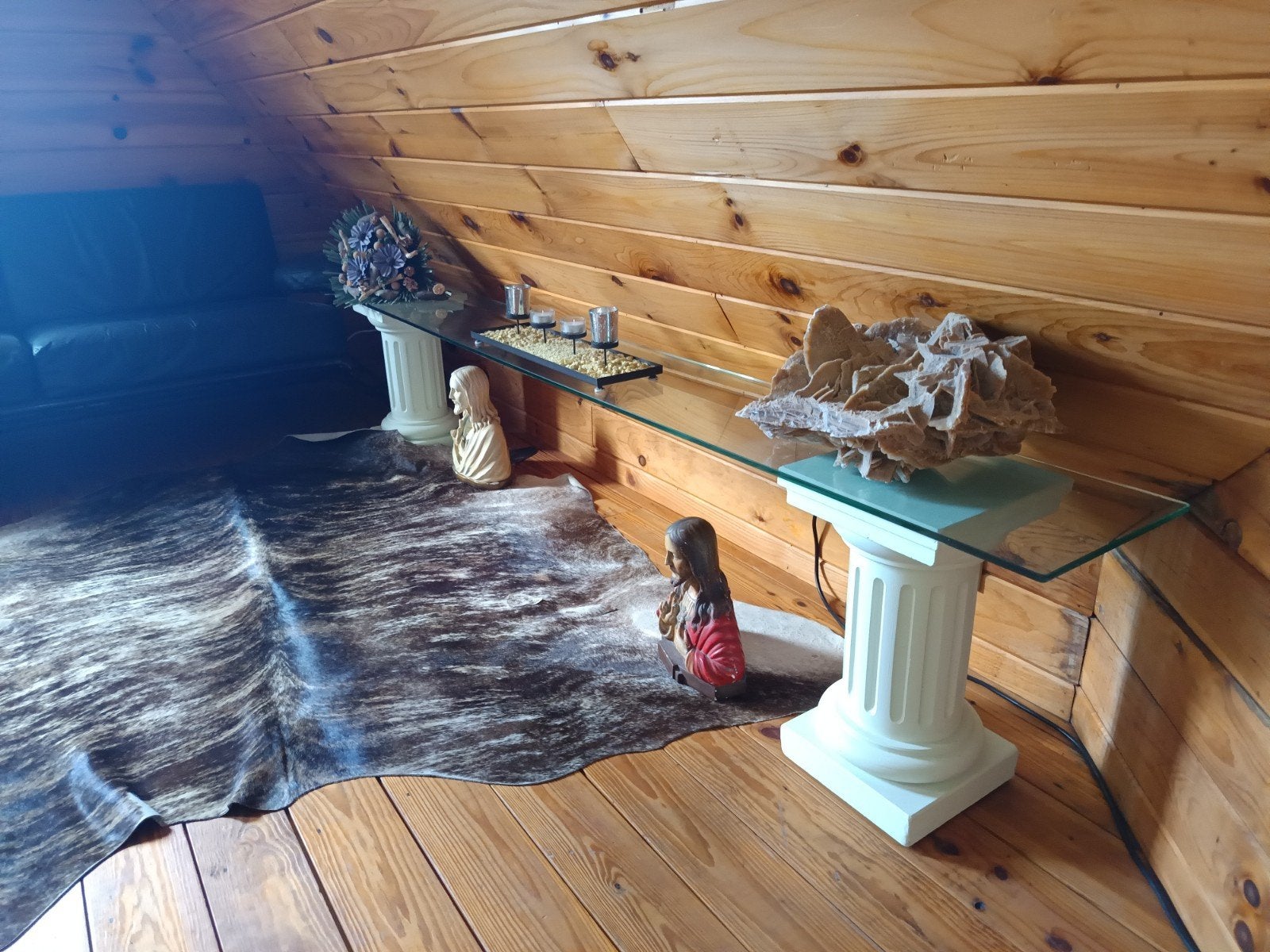 Glazen sidetable, Ophalen, 200 cm of meer, Glas, Zo goed als nieuw