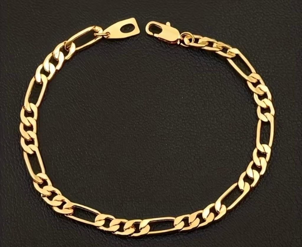 Armband Figaro schakel Goud verguld 20 CM X 8 MM -NIEUW-, Ophalen of Verzenden, Nieuw, Goud, Overige materialen