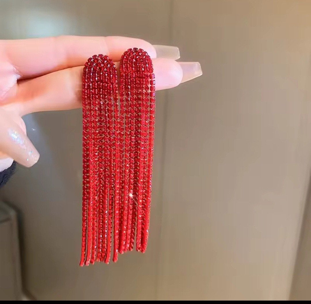 Nieuwe Rode Oorbellen met Strass Hangers, Ophalen, Hangers, Nieuw, Rood