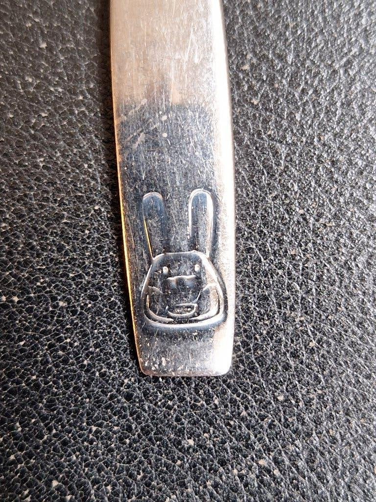 Vorkje kinderen konijn 18/10 Kindervorkje 15 cm, Ophalen of Verzenden, Gebruikt