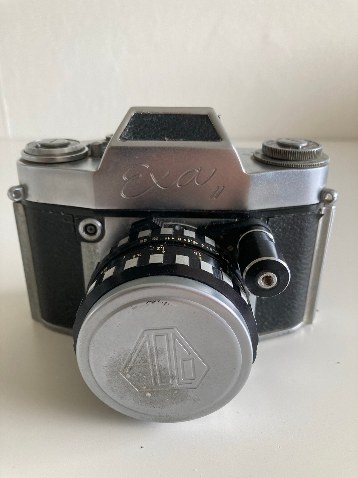 Vintage Exa Jhagee Dresden camera met A. Schacht Ulm S-Trave, Ophalen, Gebruikt, Spiegelreflex, Overige Merken