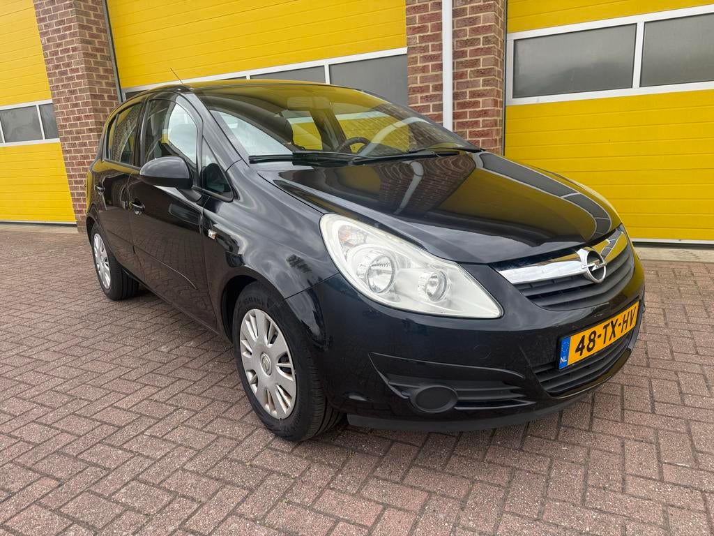 Opel Corsa 1.4 16V 5D 2007 Zwart, Auto's, Opel, Voorwielaandrijving, Euro 5, Zwart, 4 cilinders