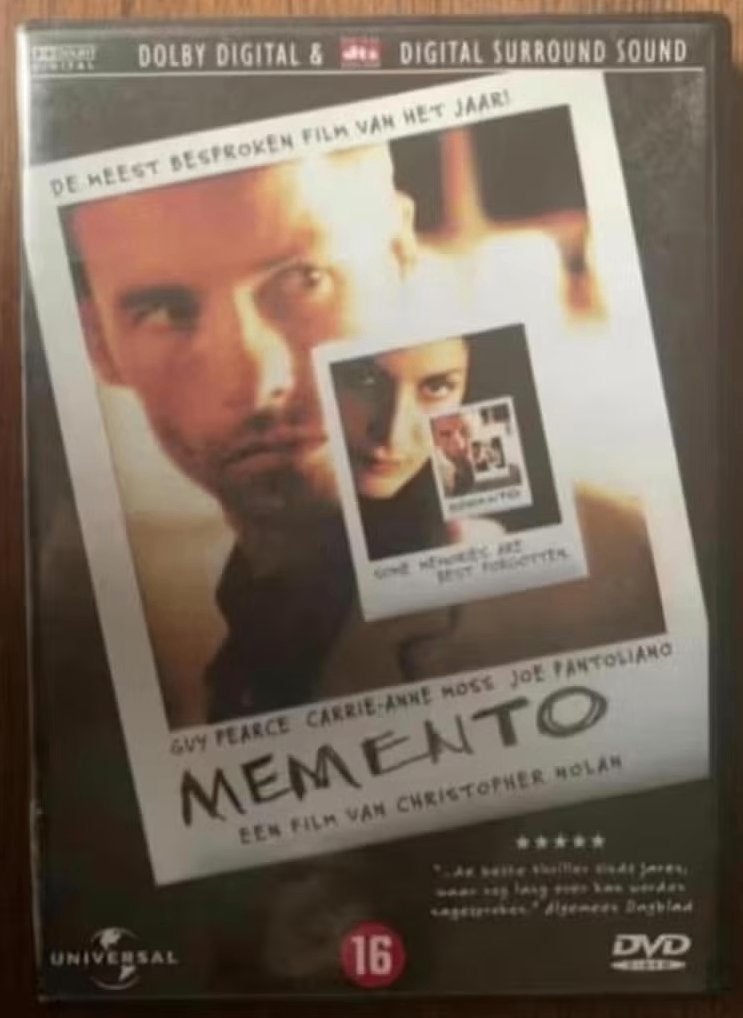 DVD Memento; Guy Pearce, Carrie-Anne Moss en Joe Pantoliano, Vanaf 16 jaar, Ophalen of Verzenden, Zo goed als nieuw