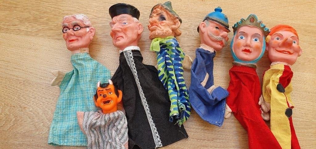 7 mooie poppenkastpoppen., Ophalen, Gebruikt, Overige typen