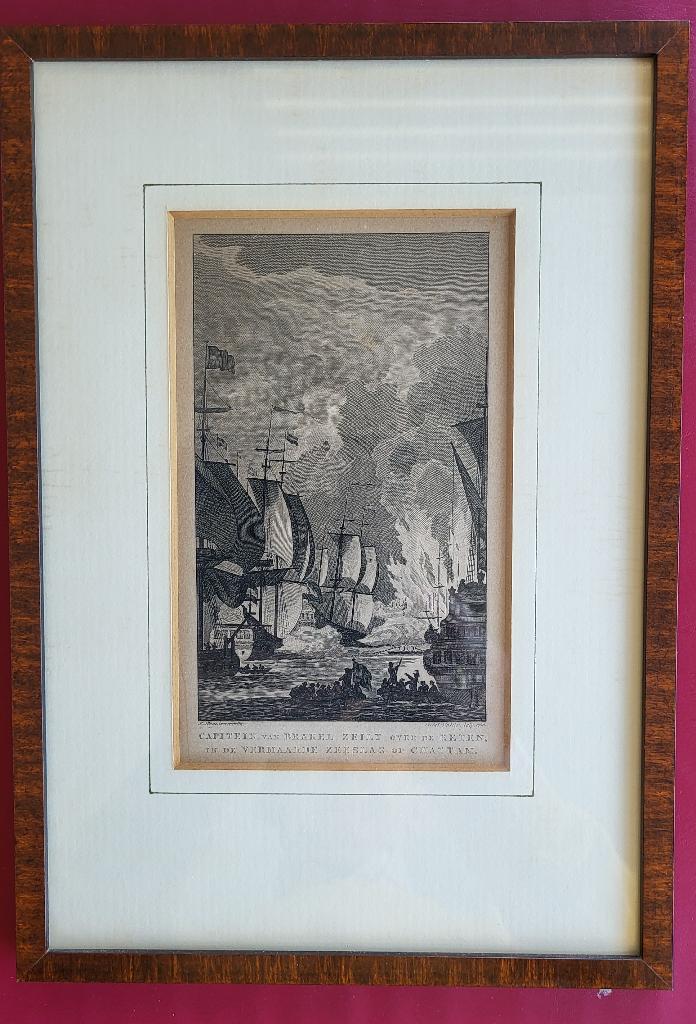 Gravure Reinier Vinkeles van "Capitein Van Brakel", Antiek en Kunst, Ingelijst, Ophalen of Verzenden, Gravure, 20 cm