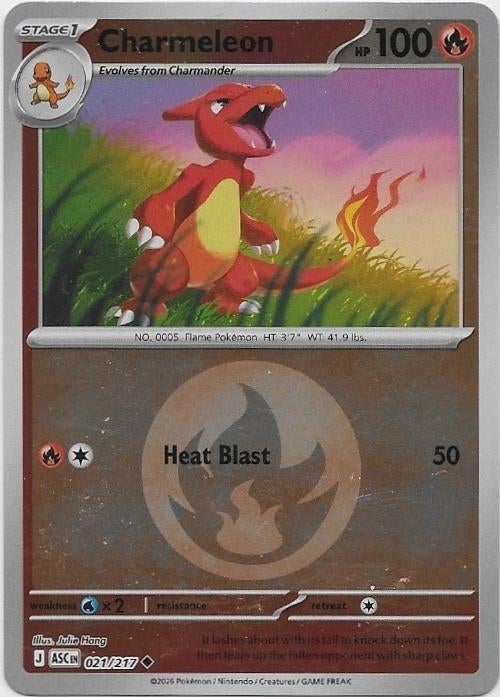 Ascended Heroes,  Charmeleon [reverse] 21/217, Ophalen of Verzenden, Nieuw, Losse kaart