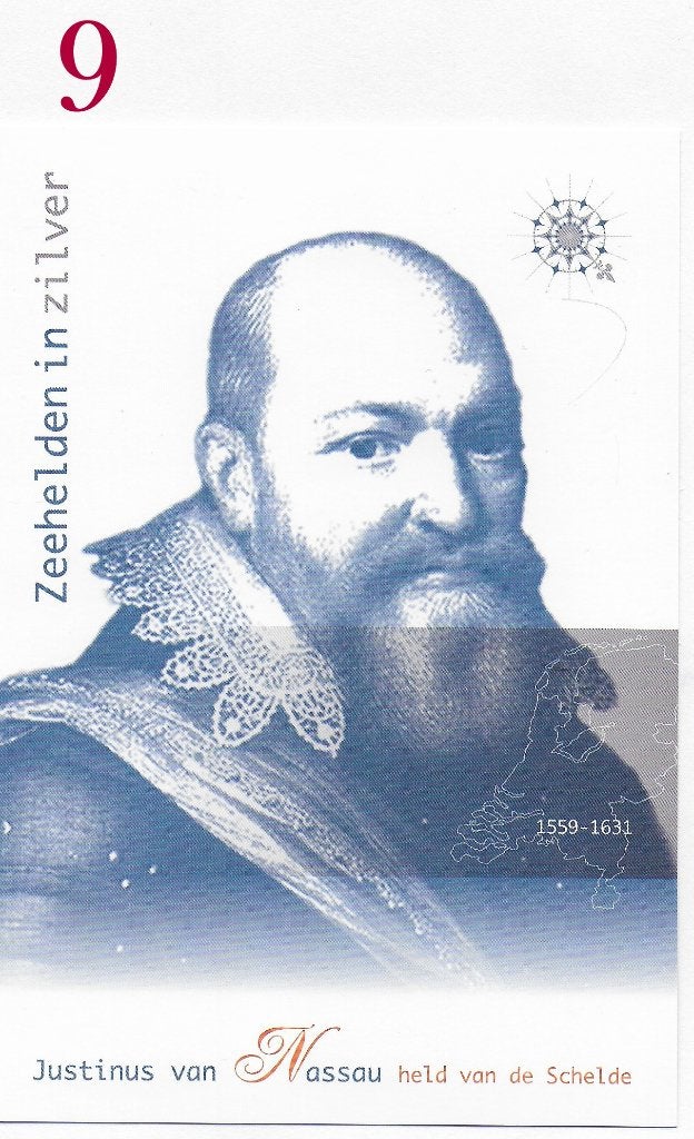 Ansichtkaart Zeeheld Justinus van Nassau ( B3851 ), Ophalen of Verzenden, 1980 tot heden, Ongelopen